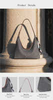 Nouveau Sac Fourre-tout Décontracté en Cuir PU Grain Litchi de Haute Qualité 2026, Sac à Bandoulière de Luxe pour Femmes