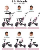 Tricycle poussette portable haut de gamme à 4 roues pour bébé, pliage en un clic, cadre en acier inoxydable, roues en PVC/PU, capacité de charge de 15 kg