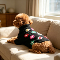 Pull doux et chaud pour chien, vêtements tricotés noirs pour animaux de compagnie de petite et moyenne taille, vêtements de fête pour animaux de compagnie, design tendance