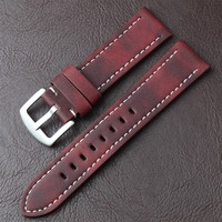 Bracelet de montre en cuir Crazy Horse, cuir véritable ciré, bracelet de montre vintage, boucle brossée, 19/20/22 mm, libération rapide, OEM personnalisé