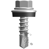 Tornillos autoperforantes de acero inoxidable para montaje solar, tornillos Tek de cabeza hexagonal plana cuadrada con arandelas de goma para letreros artísticos