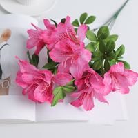 Bouquet réaliste à 5 têtes en soie artificielle Rhododendron fleur d'azalée pour mariage noël décor à la maison salon