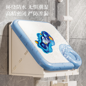 Folding Wall Mounted Bathroom Cabinet 50X30CM Corner Storage With Towel Rack Durable Household Use - Product Image 3