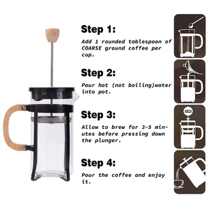 Cafetière à piston en verre de 600 ml avec poignée en bois et couvercle en acier inoxydable pour la maison et le café - Product Image 4