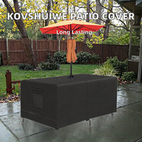Kovshuiwe Rechteckige Terrassentisch-Abdeckung mit Klettverschluss und Schirmloch, Langlebiger 600D Oxford-Stoff für Gartenmöbel