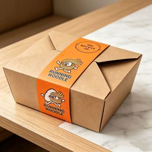 Bande de scellage en papier imprimée sur mesure, écologique, jetable, pour emballage alimentaire, étiquette adhésive pour boîte à emporter - Product Image 5