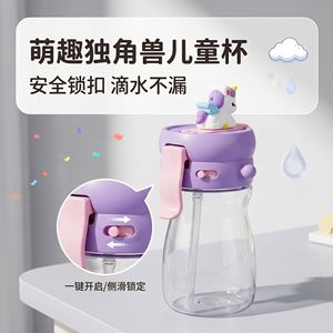 Yang Cartoon Kids Water Bottle 600ml <b>Spray</b> Function With Strap Eco-Friendly Back To School - Product Image 3