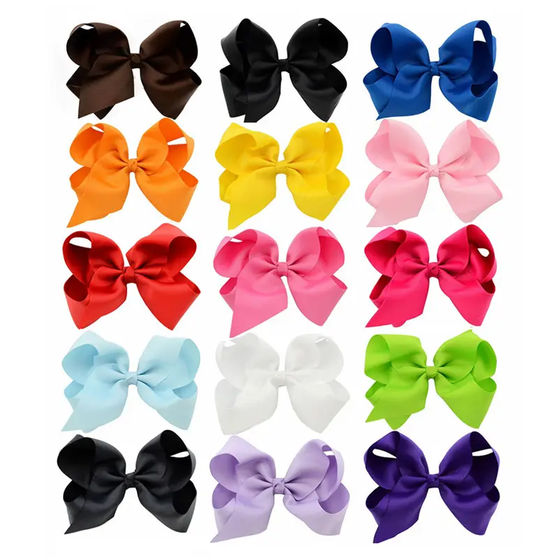6" Large Hair Bows With Clips For Children Handmade Grosgrain Ribbon Hairbow Baby Hair Bow Accessories 40Colors