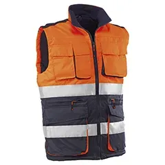 Gilet - HV718 XS Astn - Colore: Arancione fluorescente/blu - Strisce riflettenti 3M Scotchlite. Tre tasche superiori con - Product Image 2