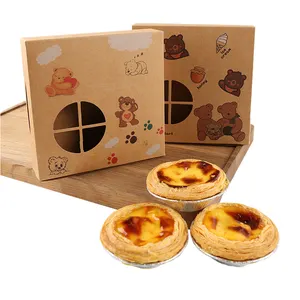 Emballage de dessert étui à tarte aux œufs en coquille avec couvercle boîtes en papier kraft personnalisées boulangerie pâtisserie tasse à muffins 4/6