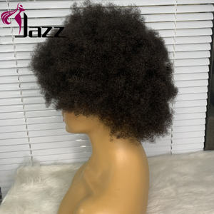 Perruque Lace Frontal Wig 100% naturelle péruvienne — queen beauty, cheveux crépus bouclés, perruque <span class=keywords><strong>Afro</strong></span>, pre-plucked, Full Lace HD, courte odeur, pour femmes noires - Product Image 6