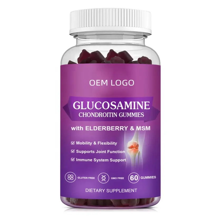 Glucosamina condroitina solfato Gummies 1500mg Extra forza con sambuco nero MSM per supporto articolare