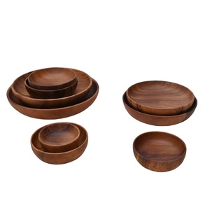 Vendita all'ingrosso calda in legno piatti da portata riutilizzabili per insalata di legno ciotole in legno naturale per uso domestico Hotel utensili da cucina - Product Image 4