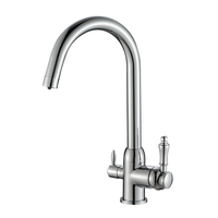 Robinet mélangeur de cuisine purificateur d'eau en laiton à double poignée, à montage sur plan, avec cartouche céramique, finition polie, pour salle de bain moderne