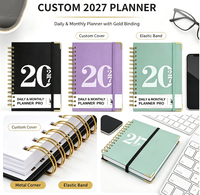 Carnet de planification A5 personnalisé 2027 avec couverture en papier, logo estampé à chaud, nom personnalisé, journal à couverture rigide, cadeau