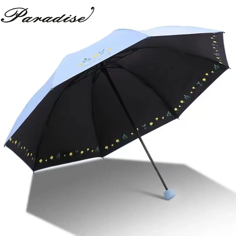 Paradise Lady Flower Printing Umbrella Sun&rain Lightweight Fresh Style Pencil Umbrella UV Protection as Mothers Day Gift