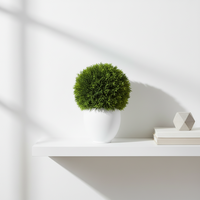 Plante en herbe artificielle de style bonsaï dans un pot en plastique blanc - Écologique et durable 60 cm pour la décoration de Pâques et du salon
