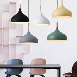 Nordic Macaron Color Singe Head Modern Minimalist Bar Restaurant LED Decorative Hanging Pendant Light Dining Room Chandelier