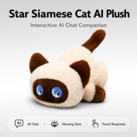 Jouet robot interactif en peluche pour chat avec IA, yeux LED vocaux, super doux, rembourré en coton PP, pour anniversaire et anti-stress