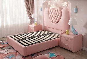 NOVA Popolare Set Camera da Letto Rosa per Ragazze, Letto Doppio in Legno per Bambini con Testiera a Forma di <span class=keywords><strong>Cuore</strong></span> Imbottita - Product Image 3