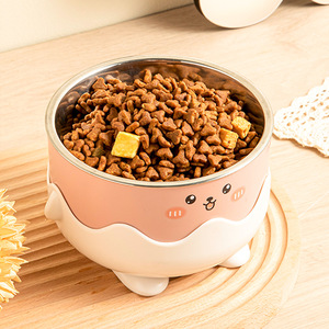 Bol pour animaux de compagnie, antidérapant, pour chat et chien, avec design de canard en caoutchouc, forme arrondie, intérieur en acier inoxydable - Product Image 3