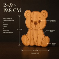 Planche à fromage en bois naturel écologique en forme d'ours, ustensiles, emballage cadeau, non toxique, durable, pour baby shower, révélation du sexe