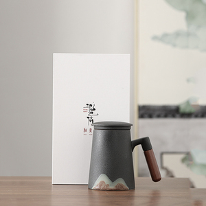 Taza <span class=keywords><strong>de</strong></span> agua <span class=keywords><strong>de</strong></span> cerámica <span class=keywords><strong>con</strong></span> mango <span class=keywords><strong>de</strong></span> madera para la Oficina <span class=keywords><strong>y</strong></span> el hogar, accesorio pintado a mano, <span class=keywords><strong>con</strong></span> <span class=keywords><strong>filtro</strong></span> <span class=keywords><strong>de</strong></span> cubierta - Product Image 6