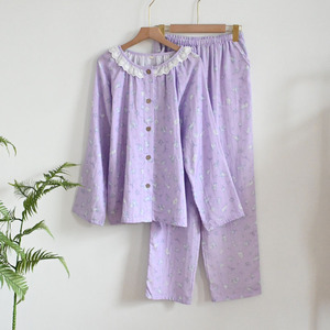 Nuovo Pigiama da Donna 100% Cotone Oversize con <span class=keywords><strong>Bottoni</strong></span>, Stile Cartone Animato, Collo Tondo e Bordi in Pizzo - Product Image 4