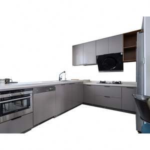 Foshan Wholesale Modern <b>Grey</b> Matt Custom Modern Design Kitchen Unit With Lacquer Door for Home - Product Image 1