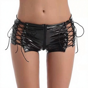 Shorts Erotici in Pelle PVC Lucida Stile Europeo-Americano con Cerniera sulle Natiche, Vestibilità Regolare - Product Image 1