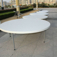 Table ronde pliante moderne en plastique de 1,5 m pour 8 à 10 personnes, idéale pour les mariages, banquets, événements, dîners, fêtes et salons, durable