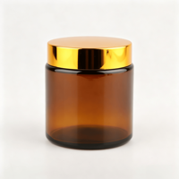 Pot en verre ambré vide de 100g pour cosmétiques et soins de la peau, à large ouverture, pour crème visage et beurre corporel