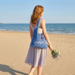 Personalized Crochet Beach <b>Bag</b>, Large Custom Name <b>Tote</b>, Handwoven Summer Shoulder Purse for Vacation, Travel Shopper for Women - Product Image 4