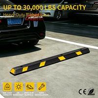 XINYE Guide-roue de stationnement robuste 183 cm, noir et jaune, avec feuille réfléchissante pour allées, parkings et garages
