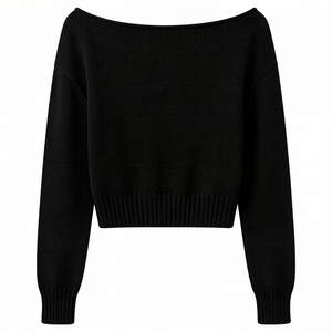 Maglione Pullover da Donna <span class=keywords><strong>con</strong></span> Spalle Scoperte e Motivo Floreale Intarsiato 2027 - Product Image 5