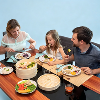 Bambus-Dampfgarkorb-Set, 10 Zoll Extra Tiefer Bambus-Dampfgarkorb mit Einfachen Hebe-Griffen für Dumplings