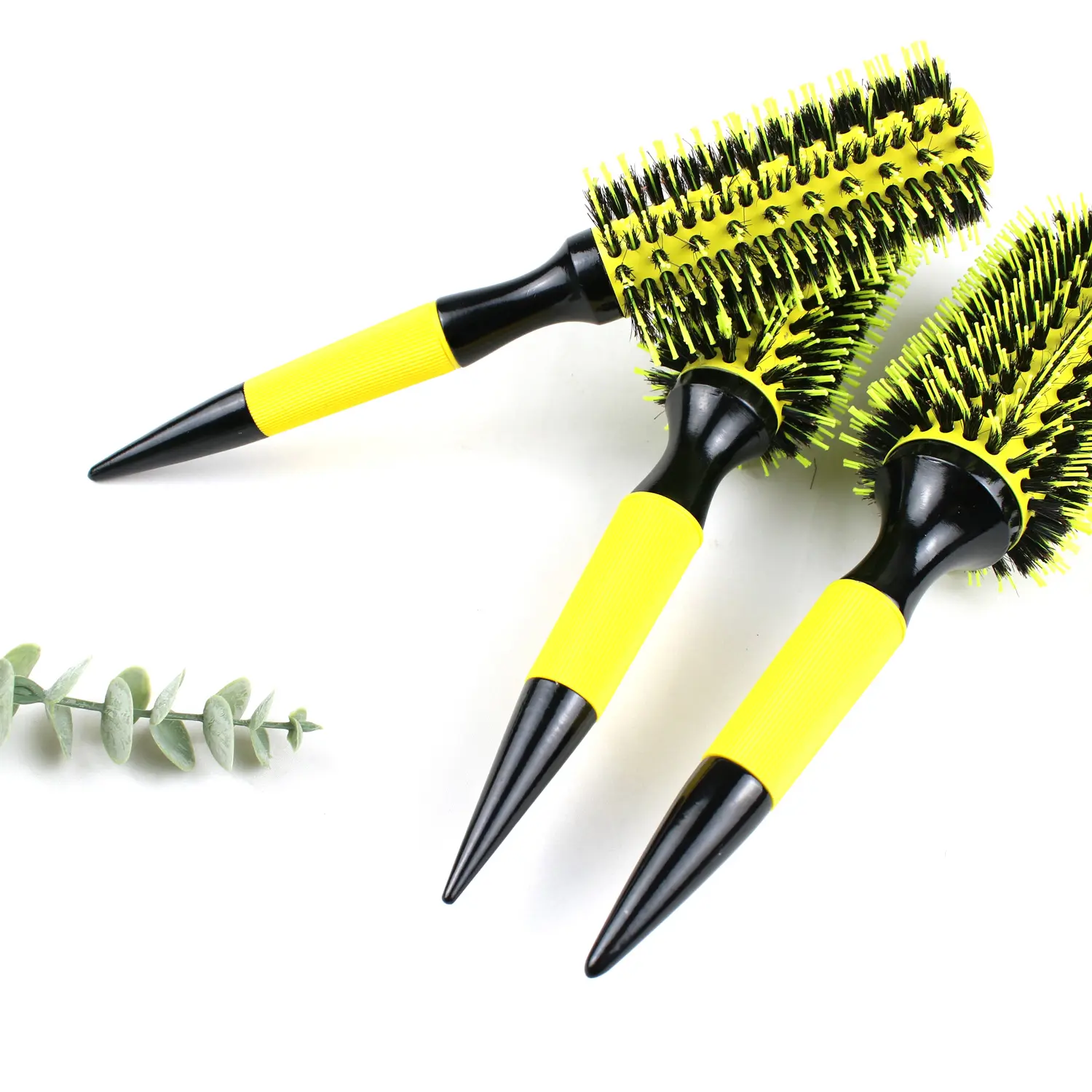 private High Quality Custom Logo Tube Roller Comb Hot Air Rotating Hair Brush Styling Wood Round Curling Hair Brush With Boar