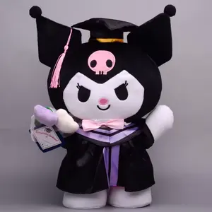 Hot Sale Sanrios Graduation KT Plush Kuromi Cute Cartoon Pattern Stuffed Animals Melody Push Toy Graduation Gifts
