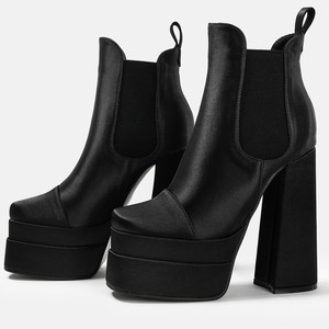 2024 vente en gros ODM chaussures d'habillage de surface en satin talons imperméables <span class=keywords><strong>bottes</strong></span> de mode à plate-forme à fond épais - Product Image 1
