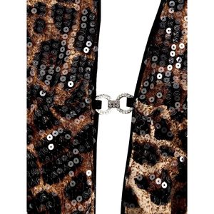 Women's Leopard <b>Sequin</b> Halter <b>Top</b> Bodycon Sleeveless Clubwear <b>Party</b> Outfit - Product Image 5