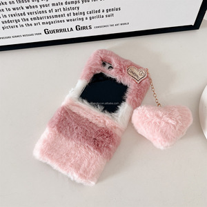 <span class=keywords><strong>Coque</strong></span> de téléphone en peluche mignonne avec breloque en forme de cœur pour Samsung Z Flip3 4 5, <span class=keywords><strong>coque</strong></span> de protection moelleuse anti-rayures - Product Image 6