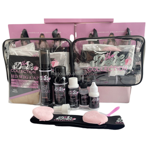 Bâton de cire dissolvant de colle pour dentelle de marque privée, <span class=keywords><strong>mousse</strong></span> pour cheveux bouclés, spray fondant, kit d'installation de perruque dentelle or noir avec sac de voyage - Product Image 3