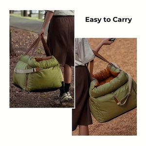 Siège de voiture pour chien et chat en cuir PU personnalisable, luxueux, rembourré en coton, résistant aux rayures et imperméable - Product Image 6