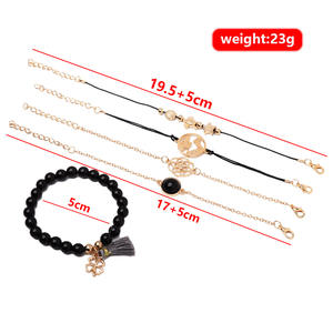 Fashion Jewelry Sets Women's Bohemia Style Gold Plated Alloy <b>Bracelets</b> With Tassel Map <b>Turtle</b> Charm 5pcs Set - Product Image 4