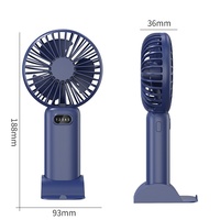 Ventilateur portable rechargeable USB 1200 mAh, 5 vitesses, affichage numérique, mini ventilateur de bureau pour l'été, les voyages, le bureau, cadeau, logo personnalisé