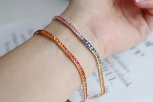 Bracelet tennis en or jaune 18 carats pour femmes, saphirs naturels multicolores, Xinfly - Product Image 4