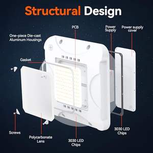 Lámpara LED de 100 Vatios para Estacionamiento, Temperatura de 3000K~5000K, IP65, para Gasolinera, Garaje de Aluminio, Almacén, Paisajismo - Product Image 4