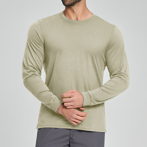 Camiseta Deportiva de Manga Larga para Hombre, Mezcla de Lyocell y Lana <span class=keywords><strong>Merino</strong></span>, Transpirable, que Absorbe la Humedad, Agradable al Tacto, para Ejercicio al Aire Libre - Product Image 1