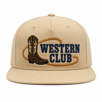 Casquette Snapback Style Urbain à Visière Plate, Broderie Ranch Boot Stitch, Faible MOQ, Échantillonnage Rapide pour Acheteurs de Cadeaux Country, Broderie Personnalisée Unisexe