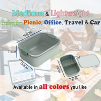Ensemble de boîtes à bento simples 40oz empilables, étanches, 3 compartiments, avec ustensiles intégrés et récipient à sauce, sans BPA, qualité alimentaire, pour adultes